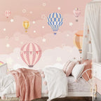 Fashion Wallpaper Pink Hot air Balloon Wall Cloth Home Star Decoration 3d Girl Bedroom Art Wall Mural Wallpaper