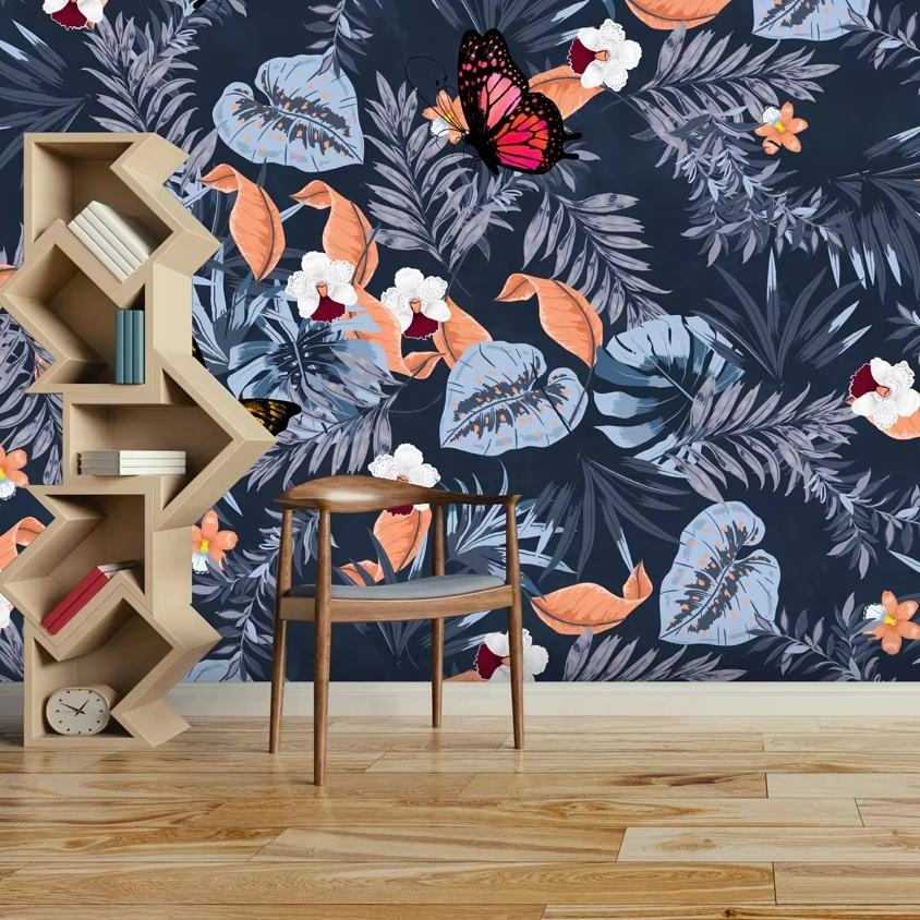 Nature Flowers and Butterflies Decoration Murale Wallpaper