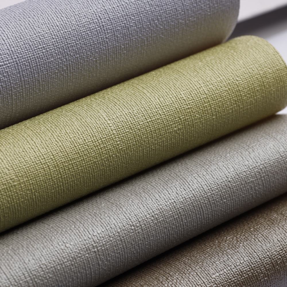 Wholesale in Stock Fireproof Vinyl Texture Wallpaper Woven Fabric Wall Paper Modern Interior Design for Home Improvement Hotel