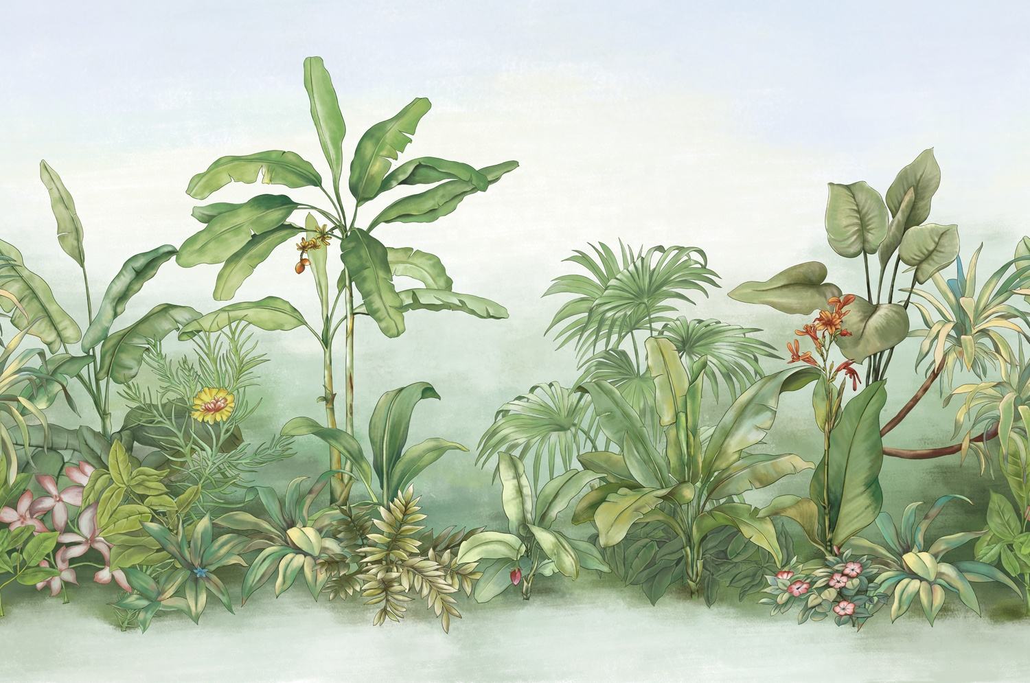 Art Mural Wholesale of New Products Green Plant Leaf of Banana Wall Decor Wallpaper Papier Peint Mural for Living Room Sofa