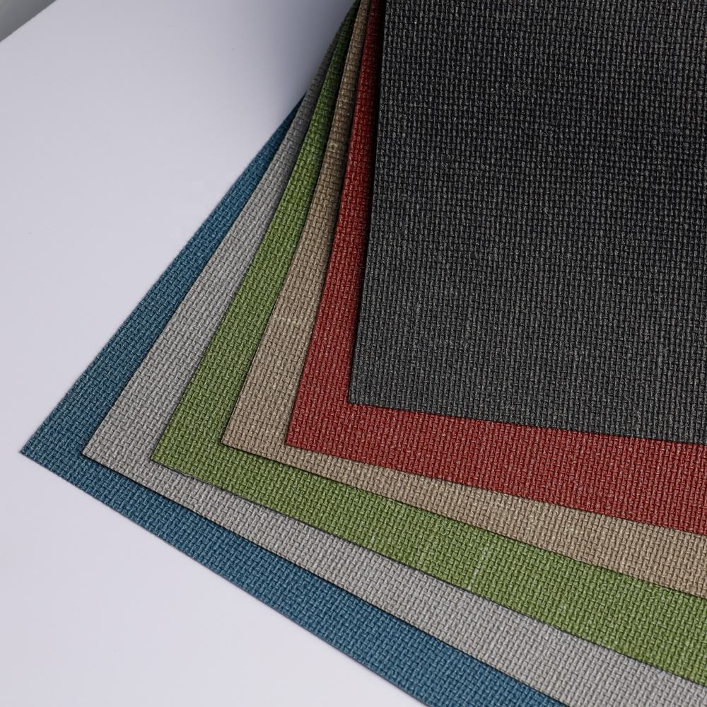 Fireproof Soundproof Wallpaper - PVC Coated Woven Fabric Geometric Texture for Home Office