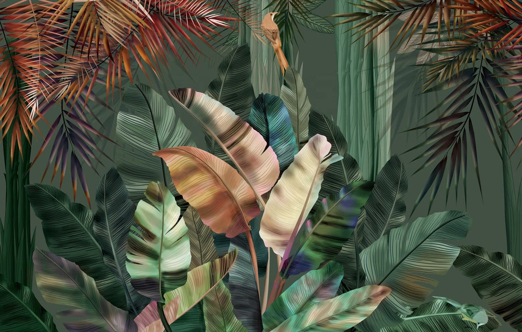 3D Painting Nature Mural Tropical Mysterious Leaves Landscape Decorative Wall Papier Peint Mural Wallpaper Living Room