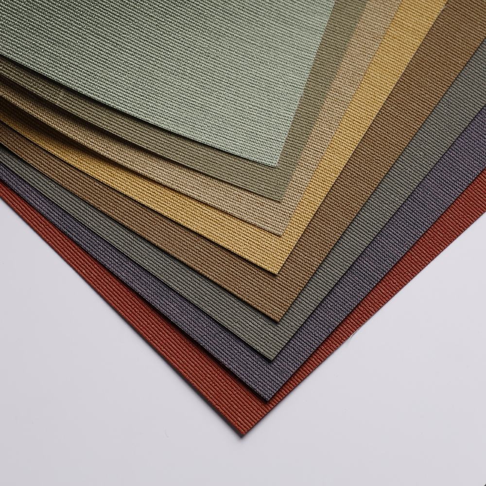 PVC Wallpaper Fireproof Scratch Resistant with Fabric Pattern for Hotel Decorative Wall
