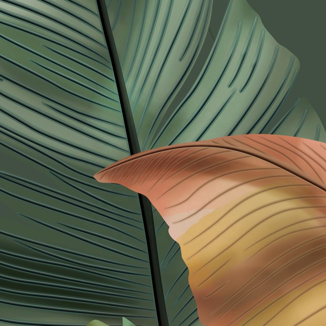 3D Painting Nature Mural Tropical Mysterious Leaves Landscape Decorative Wall Papier Peint Mural Wallpaper Living Room