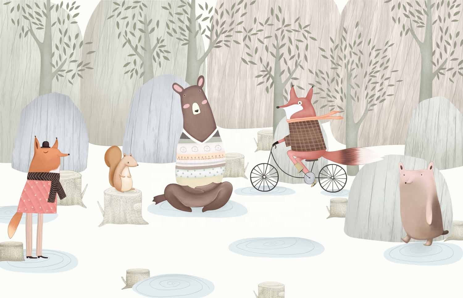 Modern Cute Rabbit Wall Paper Soft Hues Flower Fireproof 3d Mural Wallpaper Home Decoration Wall Murals for House