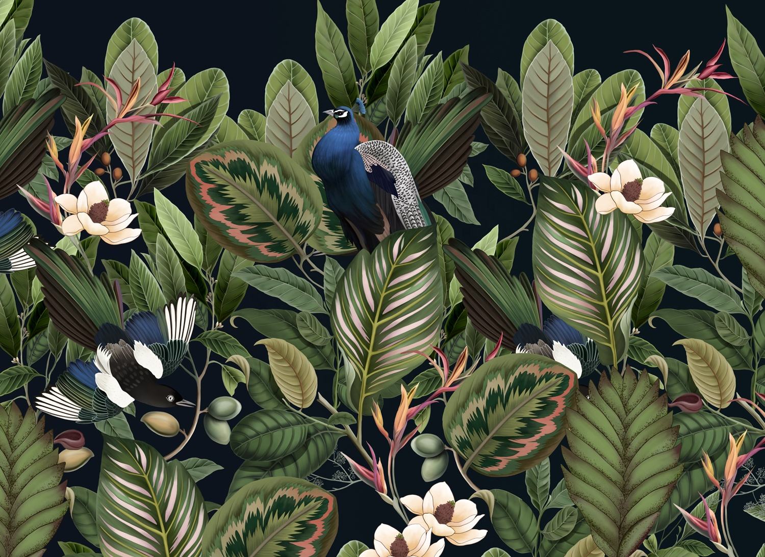 Art Mural Wholesale of New Products Green Plant Leaf of Banana Wall Decor Wallpaper Papier Peint Mural for Living Room Sofa