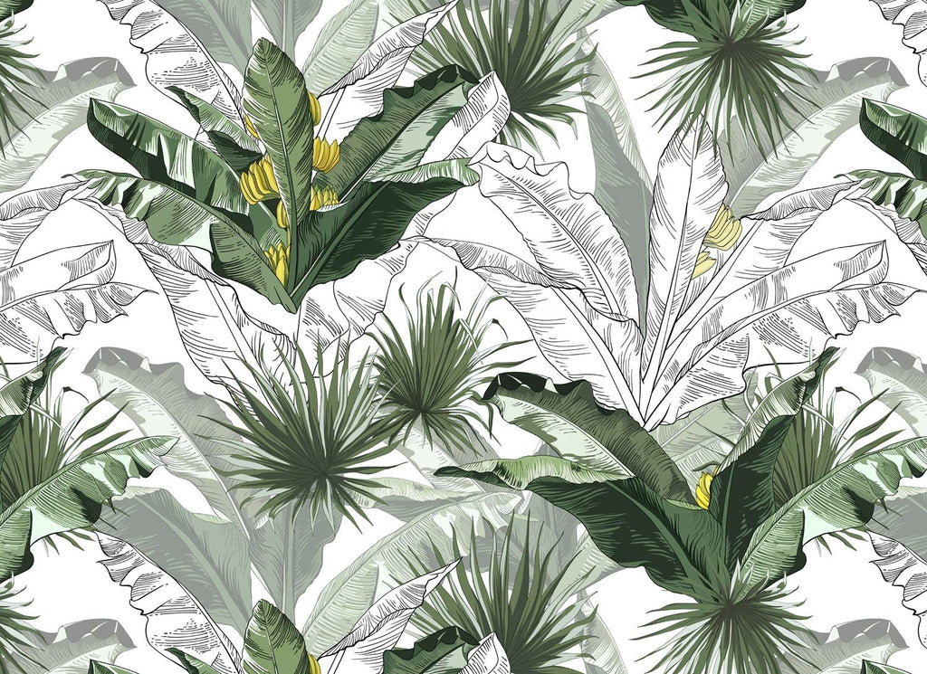 Art Mural Wholesale of New Products Green Plant Leaf of Banana Wall Decor Wallpaper Papier Peint Mural for Living Room Sofa