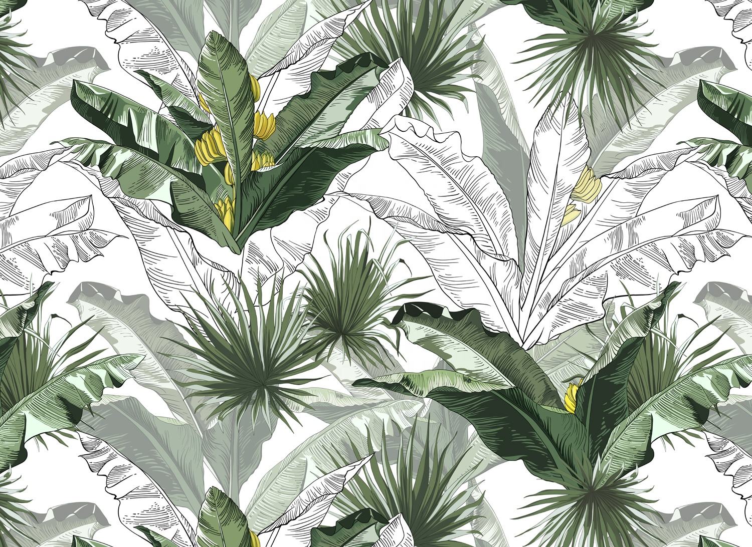 Art Mural Wholesale of New Products Green Plant Leaf of Banana Wall Decor Wallpaper Papier Peint Mural for Living Room Sofa
