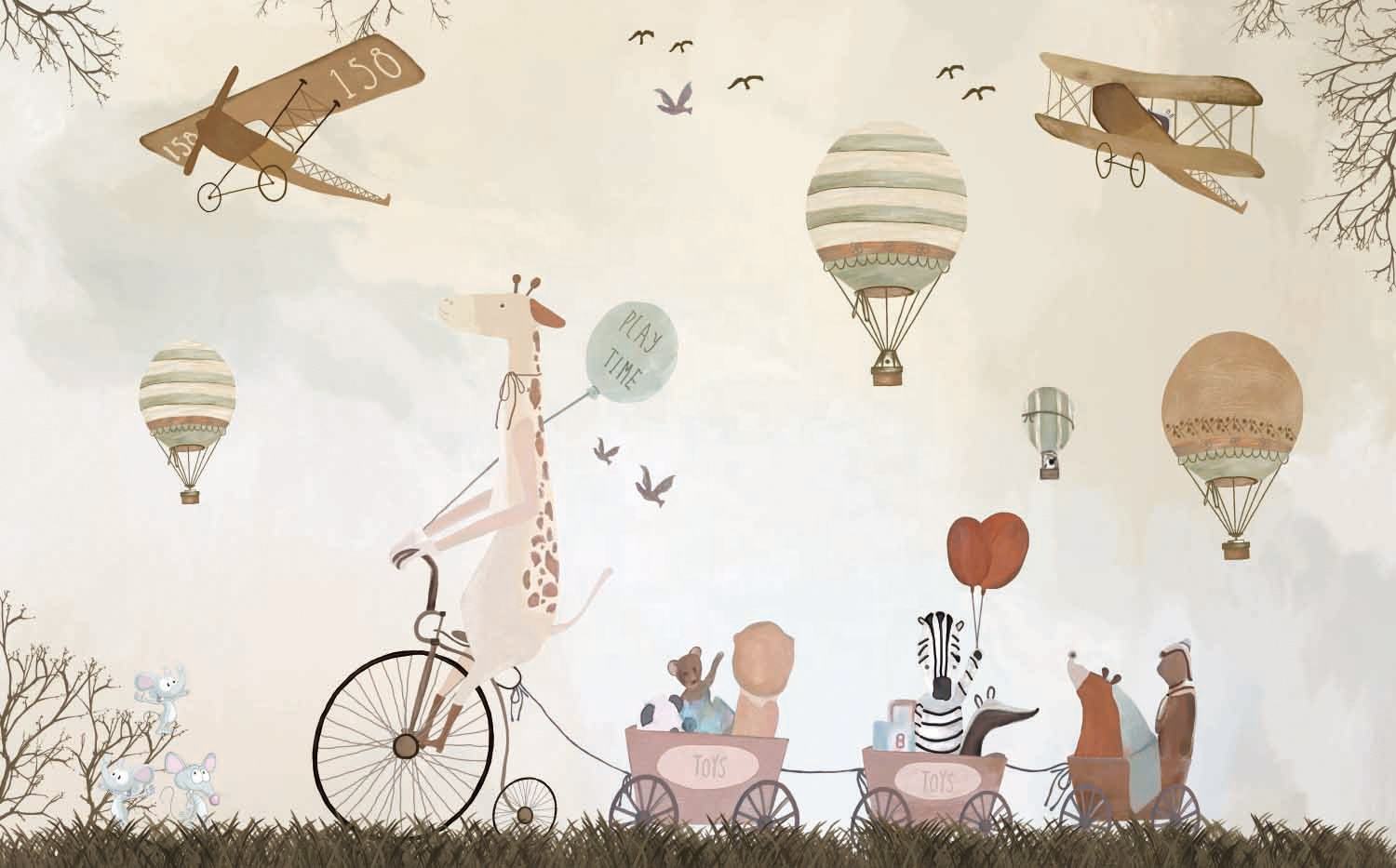 Modern Cute Rabbit Wall Paper Soft Hues Flower Fireproof 3d Mural Wallpaper Home Decoration Wall Murals for House