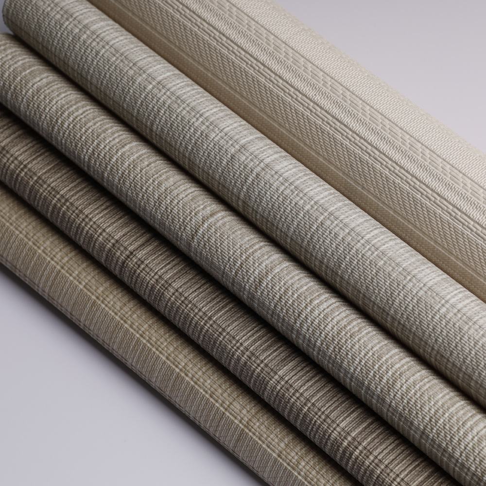 Factory Supply Fireproof Woven Fabric Denim Texture Pattern PVC Wall Paper Modern Design for Home Office Hotel