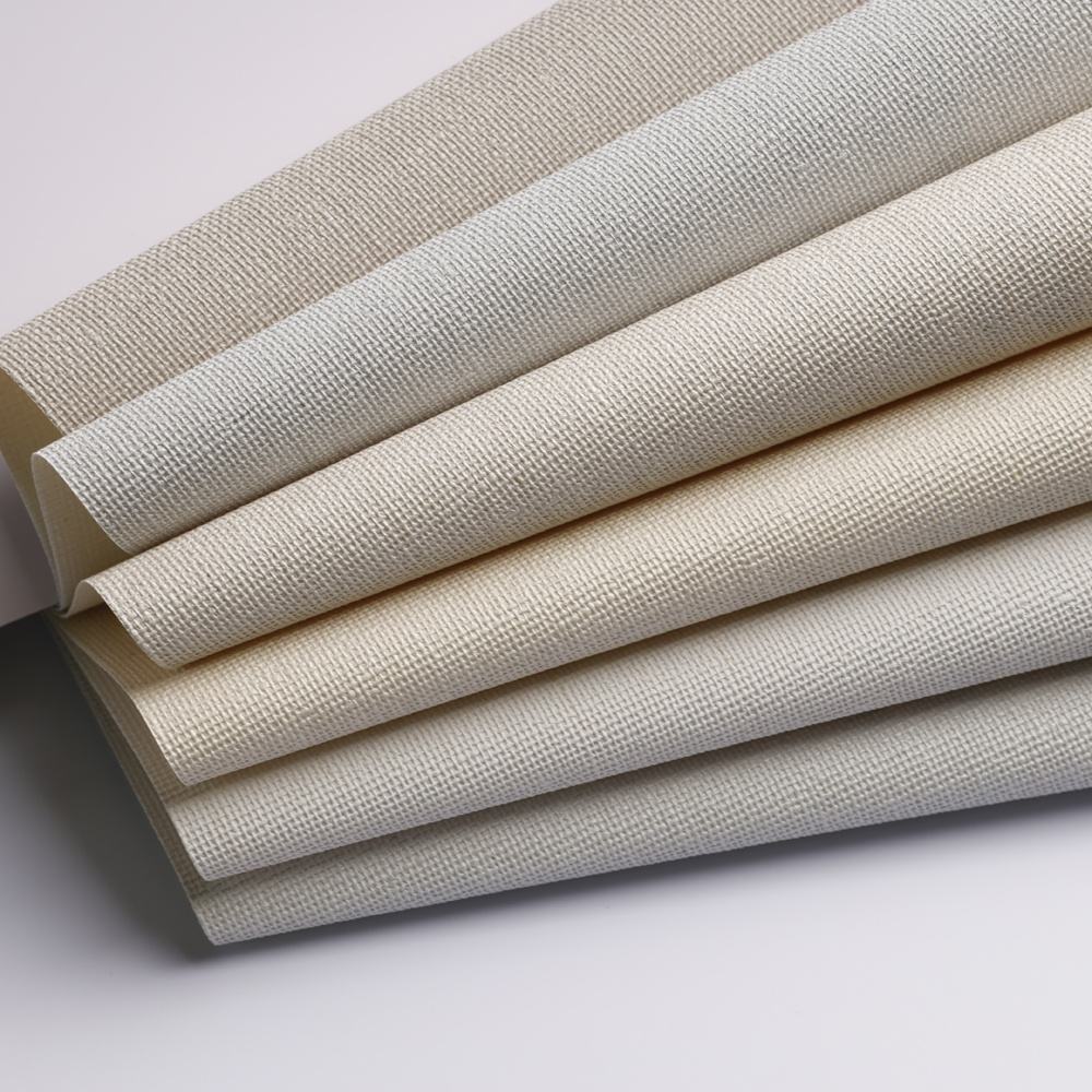 Fireproof Soundproof Wallpaper - PVC Coated Woven Fabric Geometric Texture for Home Office