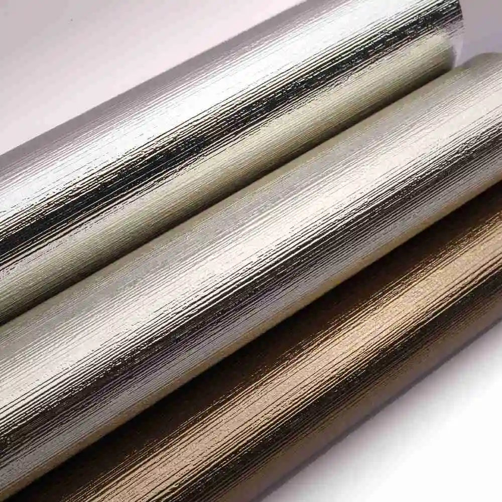 New Trend Leading Technology Wallpaper Copper Color Vertical Stripes Wall Decor Fireproof Waterproof Mould-Proof Wall Paper
